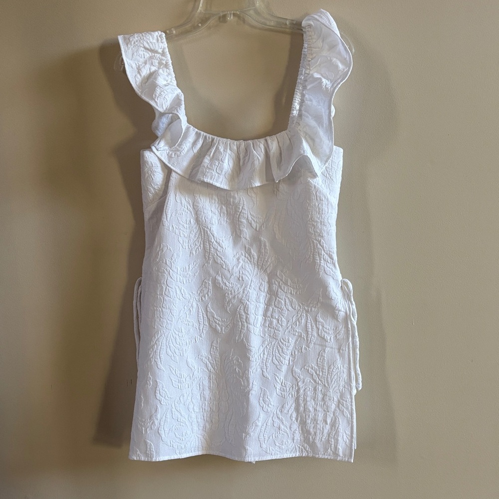 Lilly Pulitzer ZoysWhite Ruffle-Neck Jacquard Mini Dress Romper